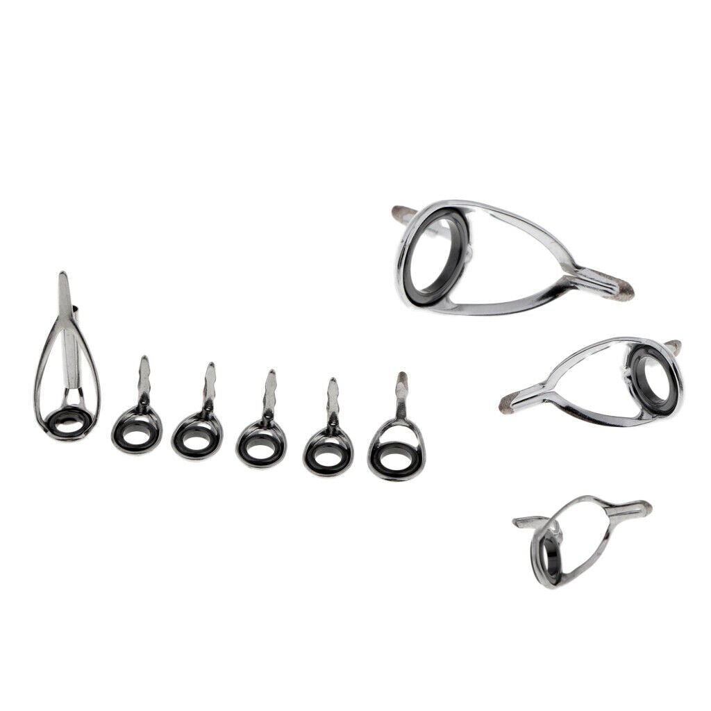9 Pack Ceramics Fishing Rod Guides Tip Rod Building Repair Eye Ring Set