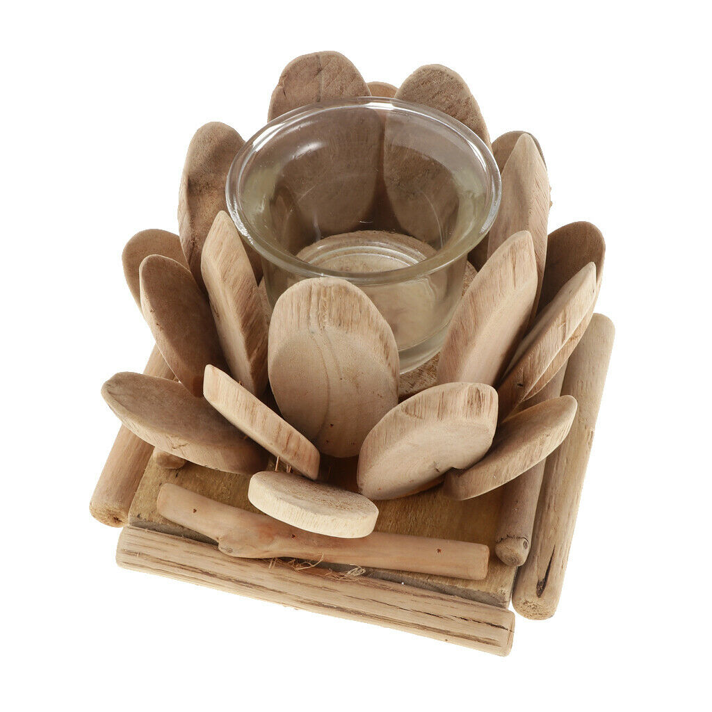 Lotus Candle Holder, Wooden Tealight Holders Handmade Ornaments Votive Holder