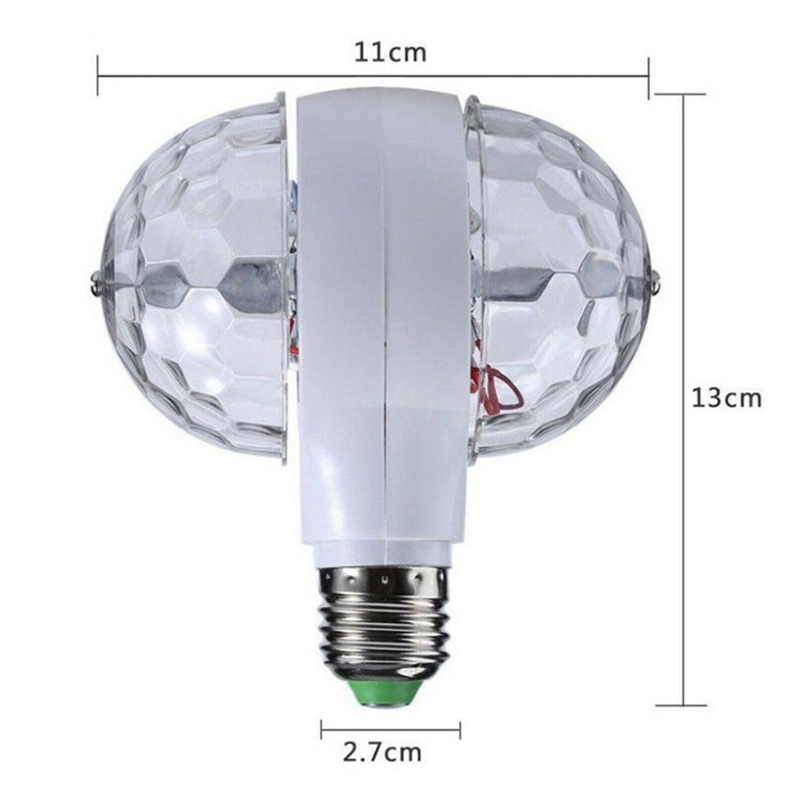 6W E27 LED RGB Dual Crystal Ball Rotating Stage Light Bulbs Disco Party Lamp