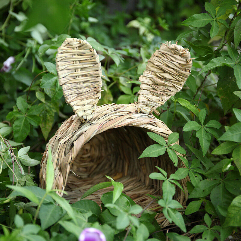 Straw Hamster Hut Creative Rabbit Bed Hand-Woven Small Animals House BreathaFCA