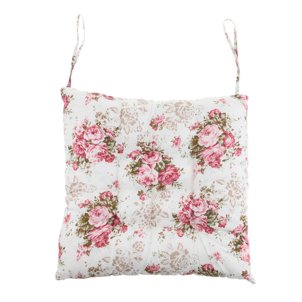 Set of 2 Solid Square Chair Pads Inner Seat Cushions Pillows with Bows