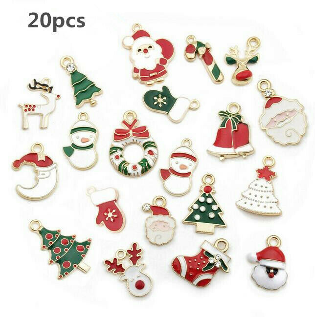 20pcs Drop oil alloy pendant Christmas pendant DIY necklace jewelry accessories