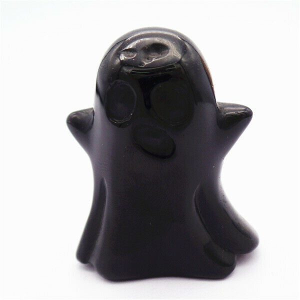 45x37x20mm Black Obsidian Carved Ghost Decoration Statue Stone Home Decor HH7934