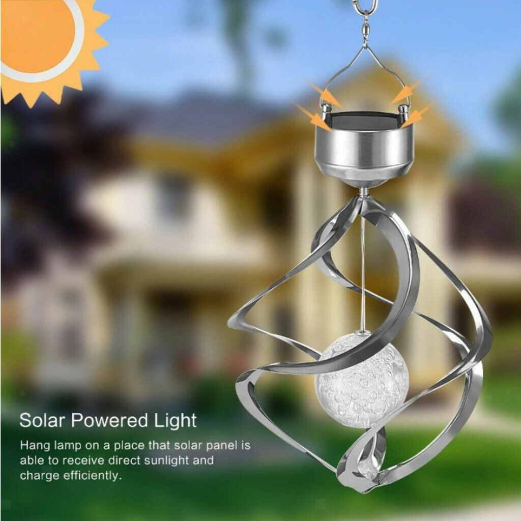 Solar Powered Wind Chimes LED Spinner Lamp Light Waterproof Holiday Decor