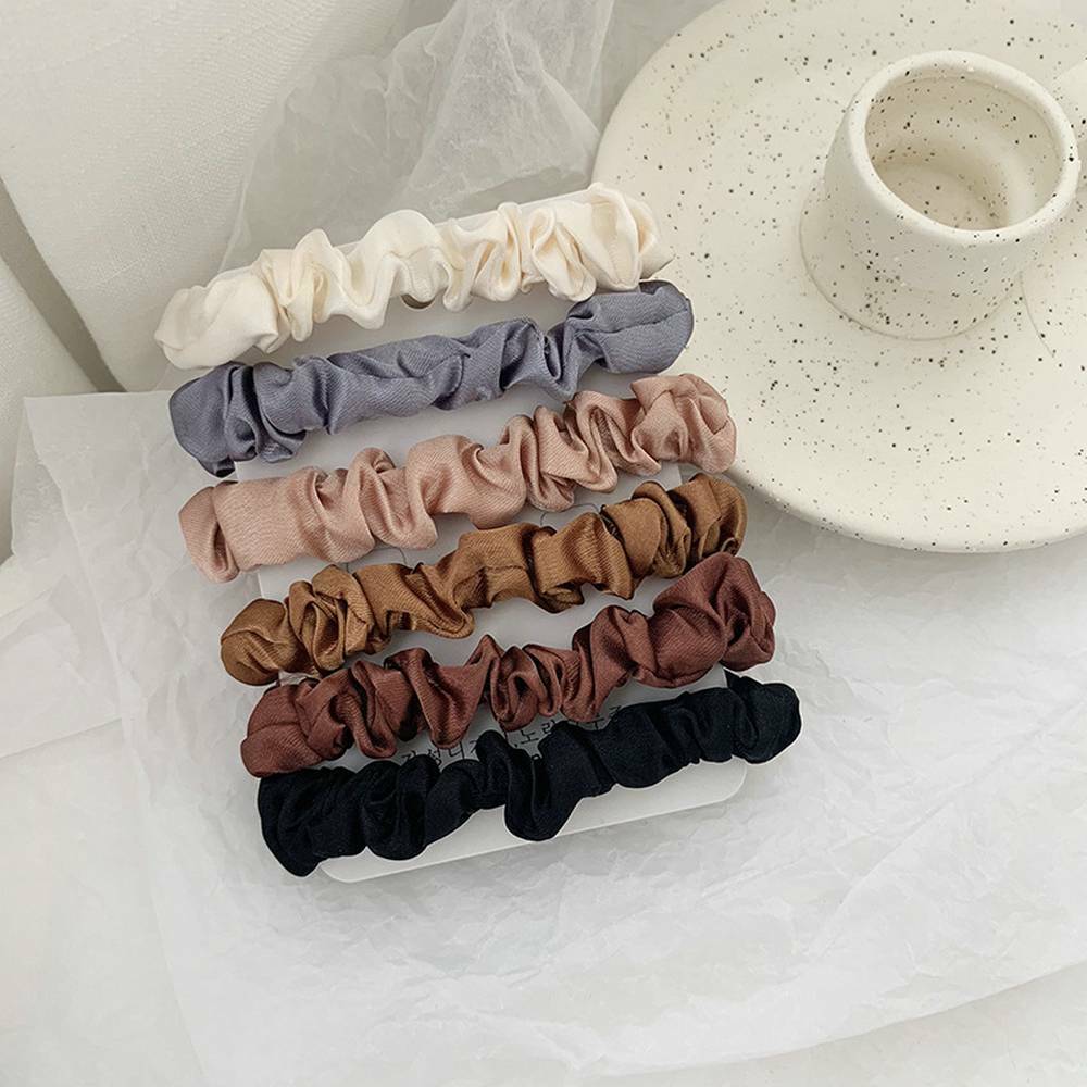 6PCS Fashion Hair Bands Silk Satin Scrunchie Hair Ties Ponytail Holder Ropes AU