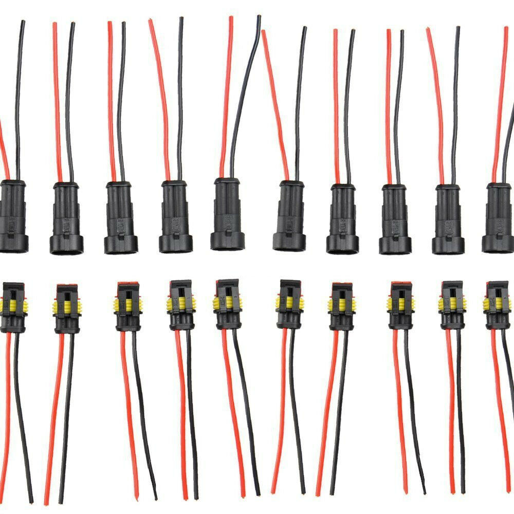 10kit 2Pin Way Car Waterproof Seal Electrical Cable Connector Plug with Wire AWG