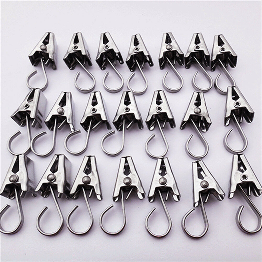 Pack of 10 Stainless Steel Hanging Clips Clothings & Curtains Hook Hanger