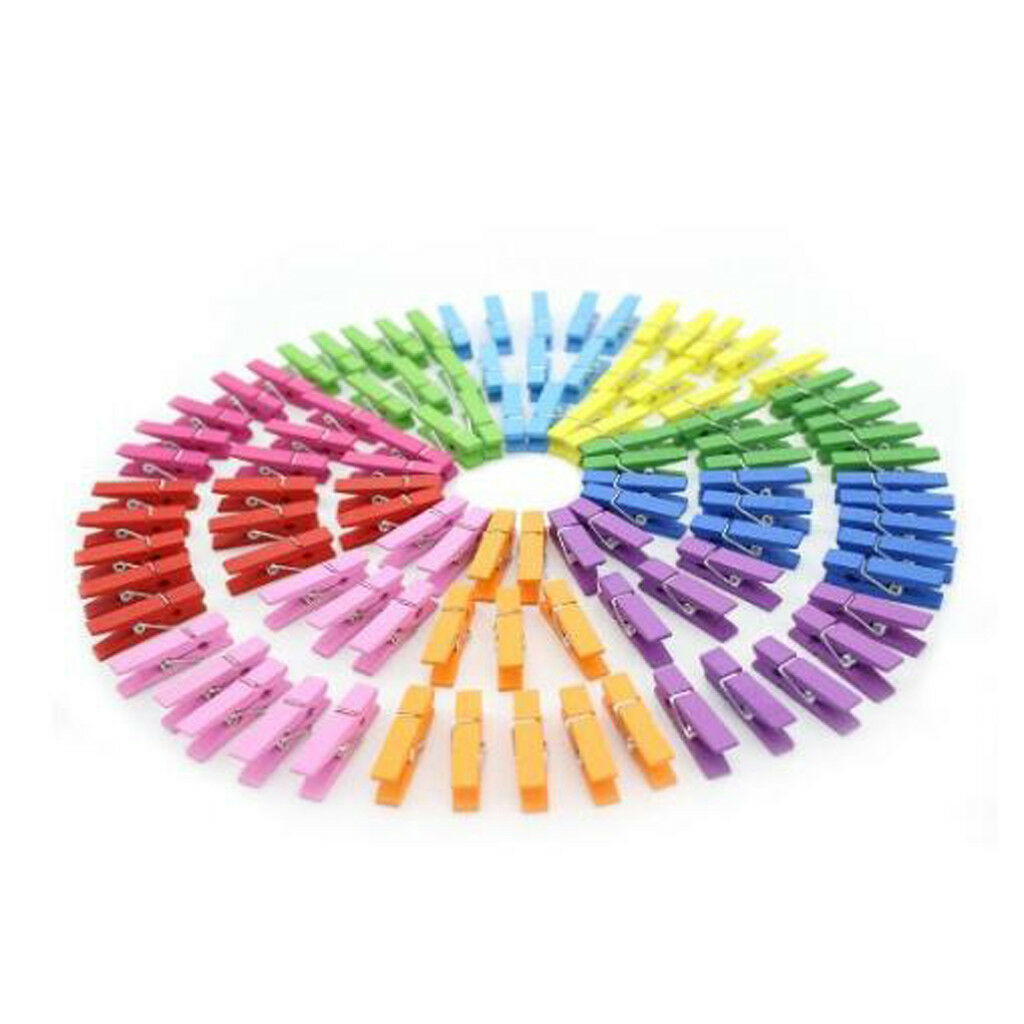 50x Mix Wooden Mini Pegs Craft Photo Hanging Spring Clips 2.5cm Clothespins