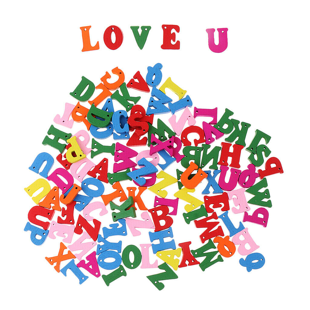 100x Wood Alphabet for Kids Baby Educational Developmental Teaching Toys