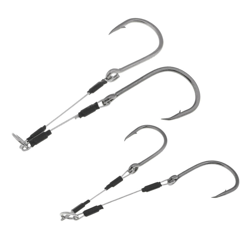 2pcs Dual Assist Hooks Barbed Jigging Fishing Hooks 1 Piece with 2 Hooks for