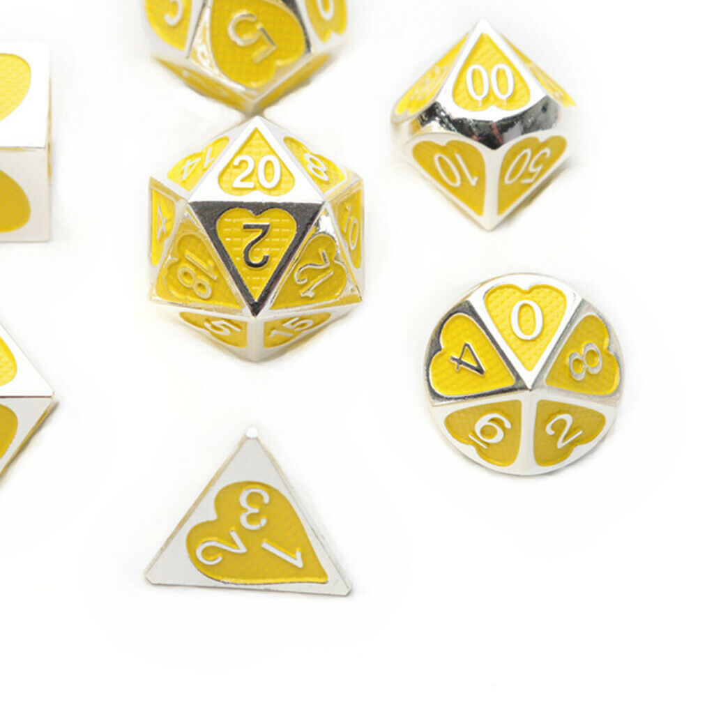 Set of 7 Heart Shape Multi Side Dice Set for MTG DND RPG Party Supplies A