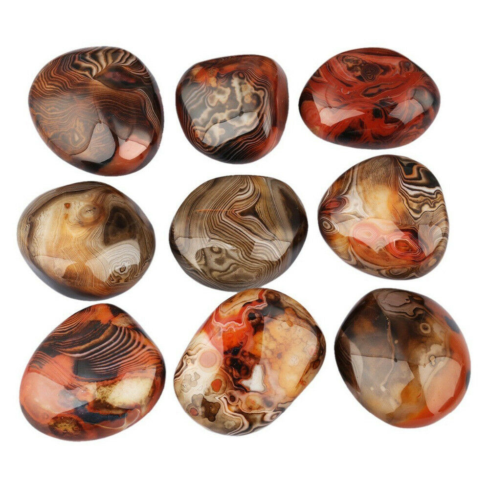 Natural Madagascar Banded Agate Stone Specimen Tumbled Pattern Craft 2-3CM USA