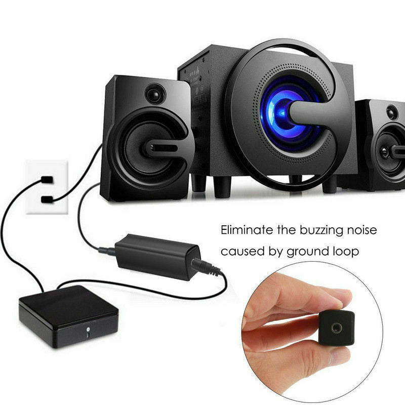 Ground Loop Noise Isolator Eliminate Car Home 3.5mm Aux Audio System Stereo I6R5
