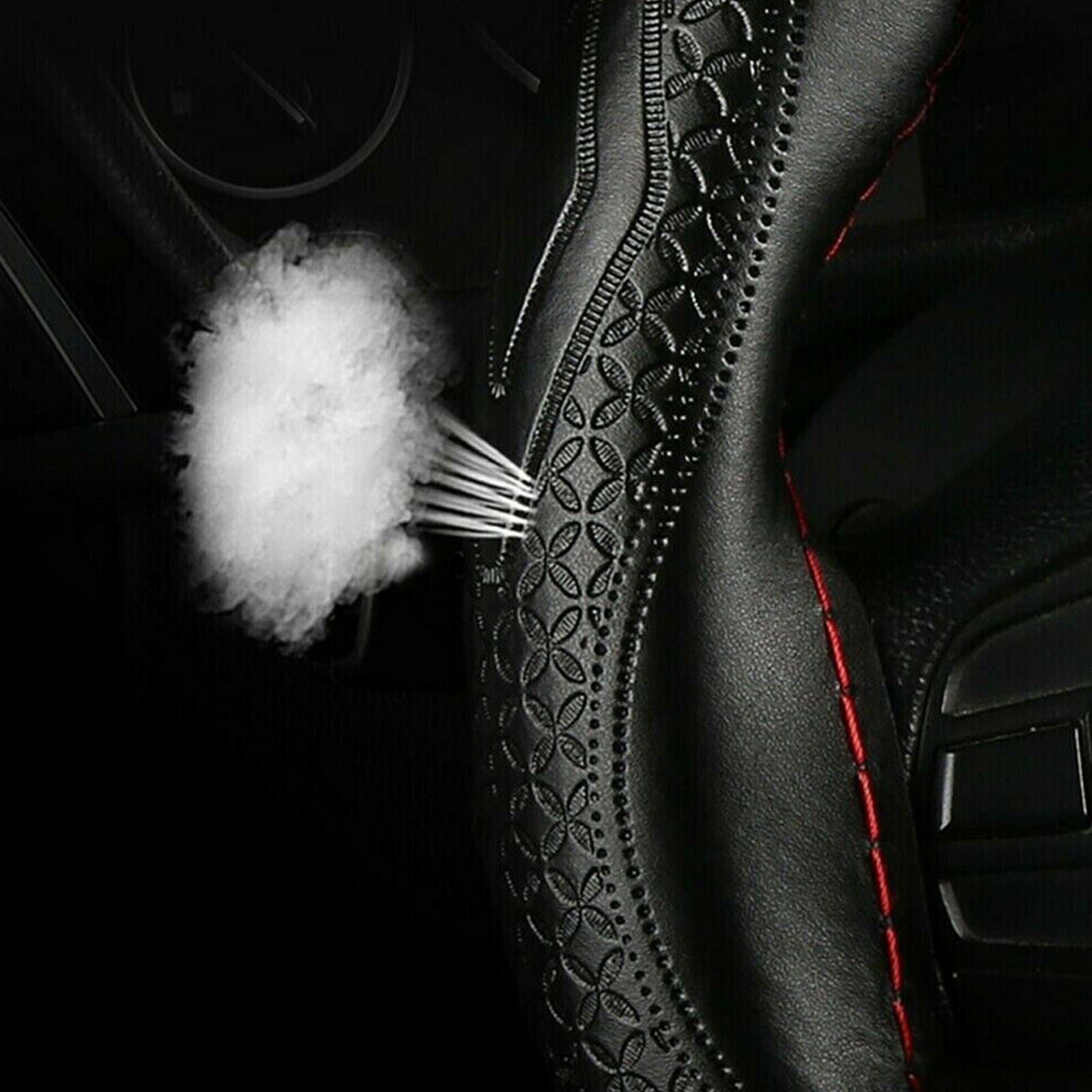 Leather DIY Car 37-38cm Steering Wheel Cover Auto SUV Black Red Universal