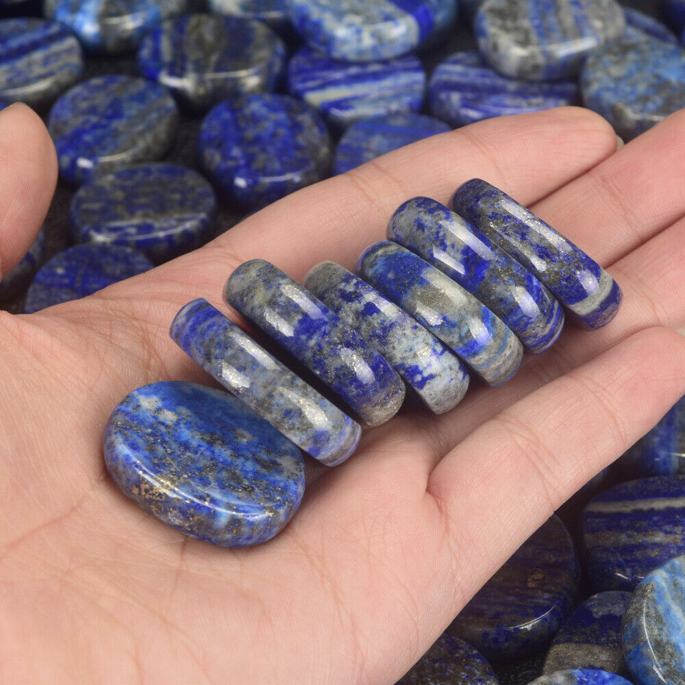 1X Natural Smooth Lapis Lazuli Polished Stone Rock Fossils Mineral Healing Craft