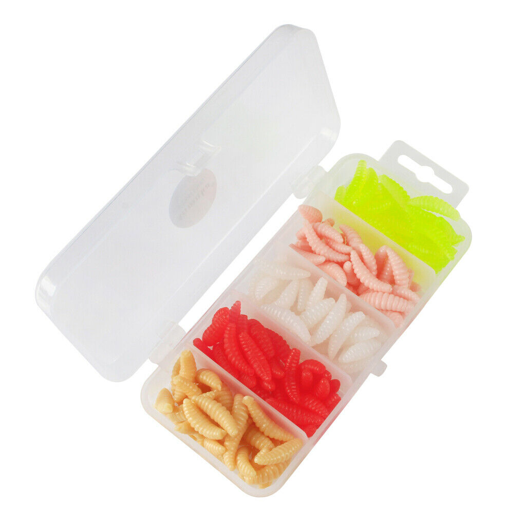 150pcs/box Fishing Lure Maggots Grub Soft Lure Baits Worms Artificial Baits