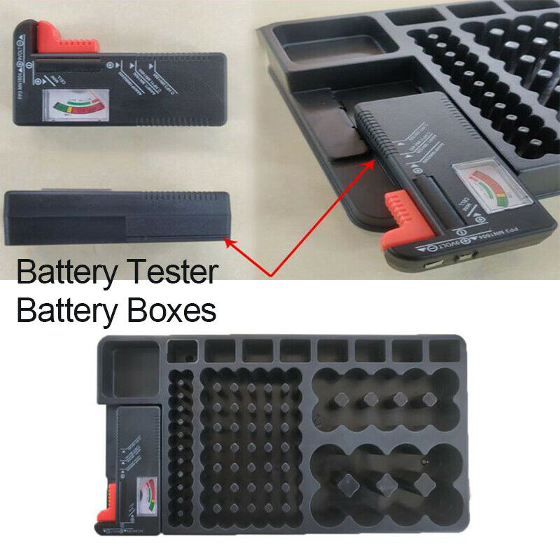 98 Grids Battery Storage Organizer Holder Tester Battery Caddy Rack Case Box FT