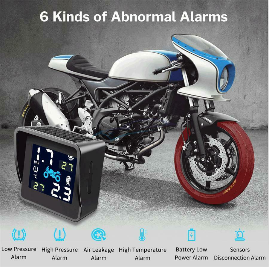 1Set Waterproof TPMS Pressure Sensor LCD Motorcycle Tire Pressure Monitor System