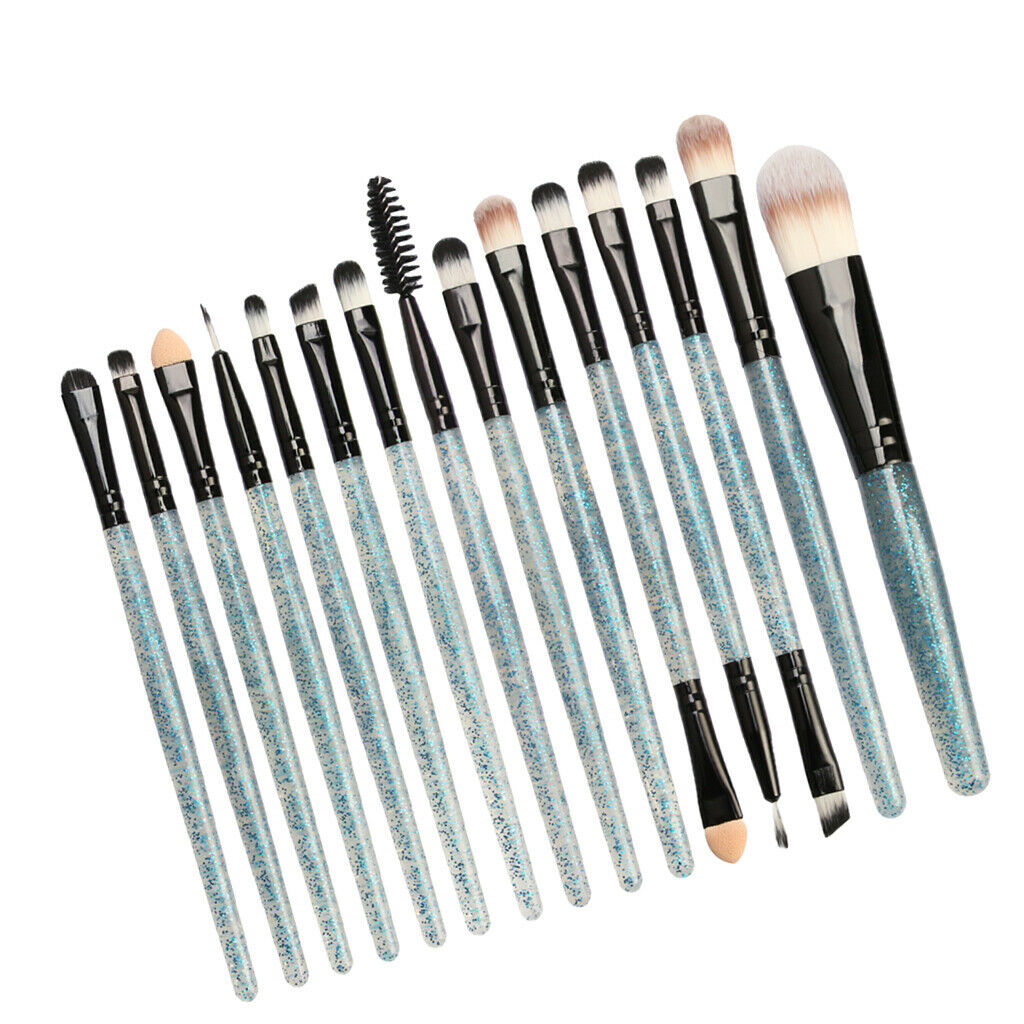 15PC Makeup Brushes Beauty Applicator for Foundation Blending Powder Black