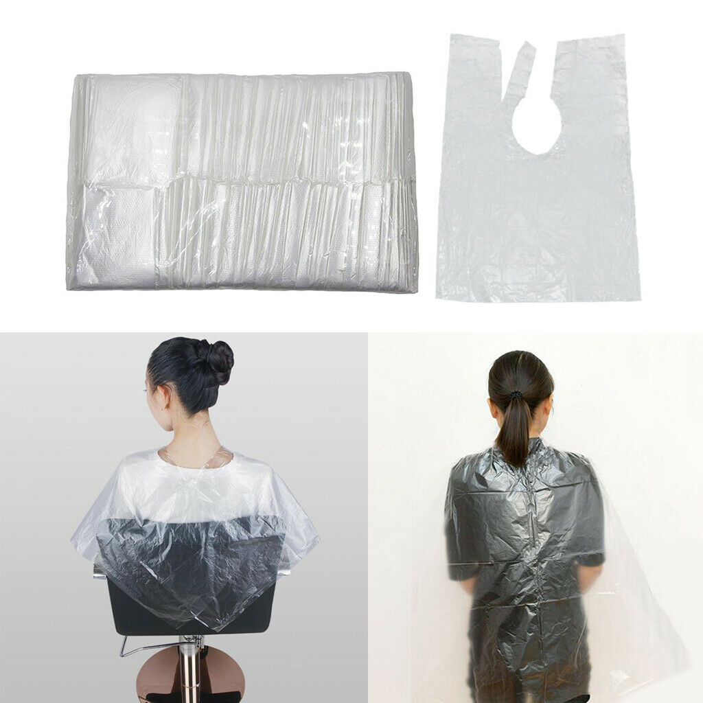 200Pcs Disposable Hair Cutting Cape Clear Home DIY Hair Salon Gowns Barber Capes