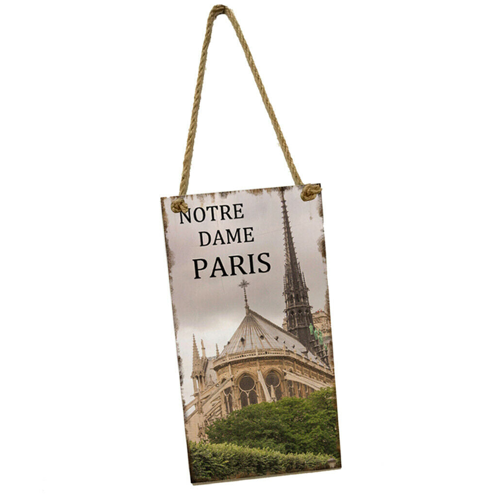 Hanging Wall Poster DIY Hanging Wooden Plaque Notre Dame de Paris Style 1