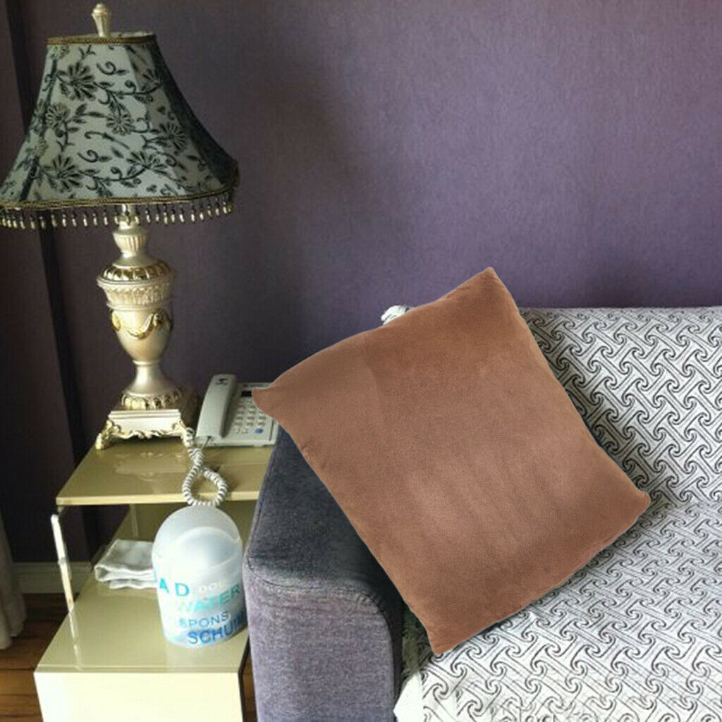 Brown Suede Pillowcase Square Pillow Cover Bedding Sofa Ornaments 50x50cm
