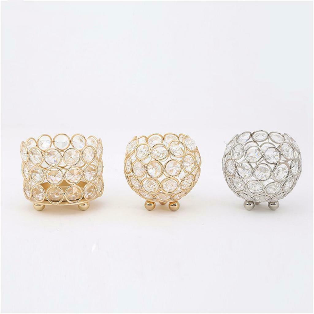 Set of 3 Crystal Tealight Candle Lantern Holders Candlesticks Wedding Xmas Party