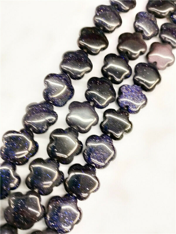 1 Strand 16x6mm Blue Sand Stone Snowflake Flower Spacer Loose Beads 15.5" HH98