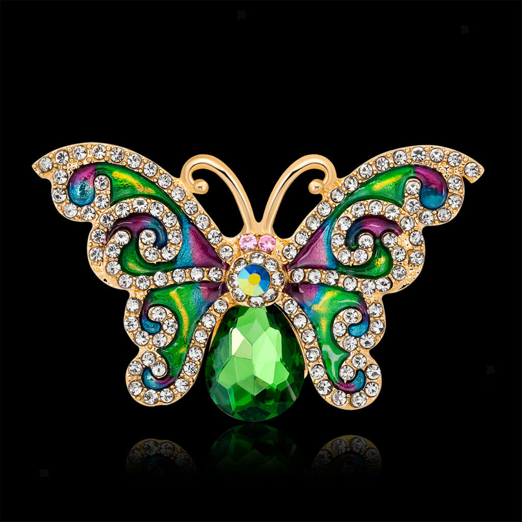 Fancy Rhinestone Butterfly Collar Pin Brooch Jewelry Dress Hat Badge