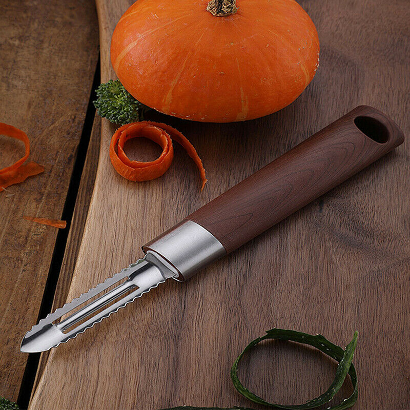 Scraper For Peeling Fruit Fish Scale With Serrated Blade & Wood Grain Han.l8