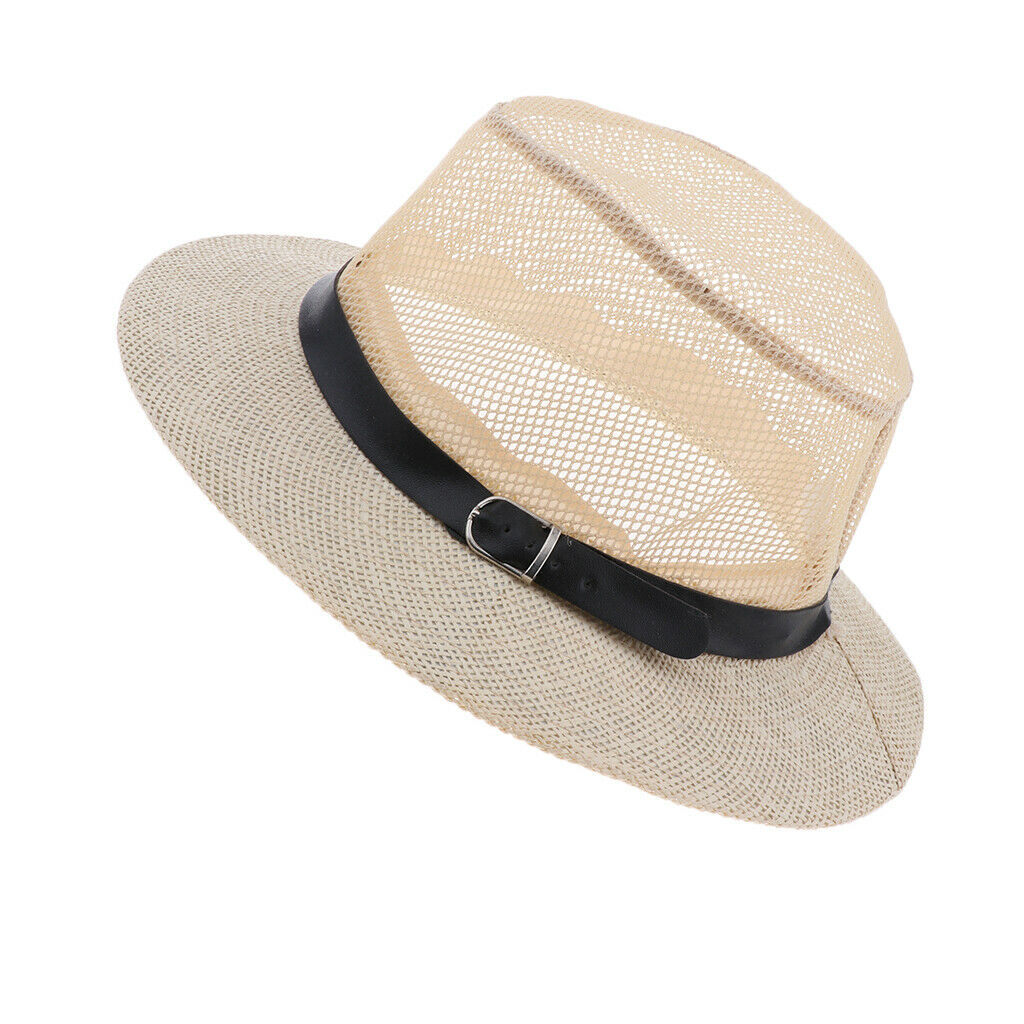 Travel Sun Hat Cowboy Style Summer   for Men Foldable Western Hat Beige
