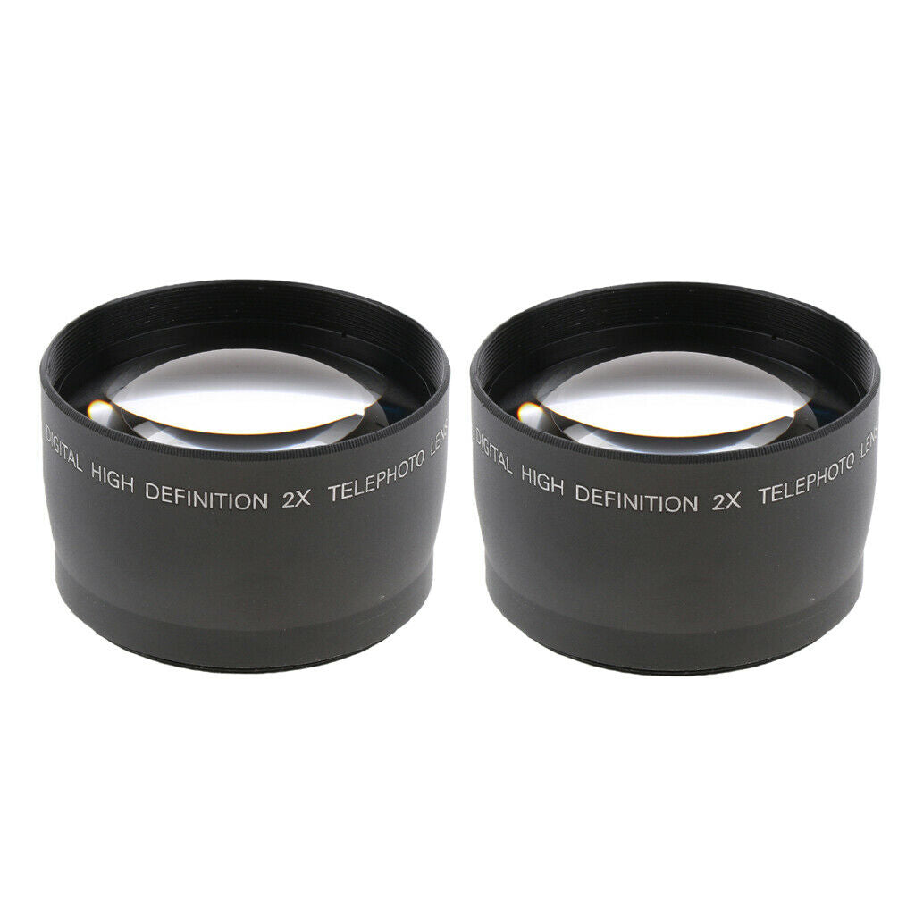 Set of 2 58 mm 2X Magnification HD Telephoto Lens for Canon DSLR Camera