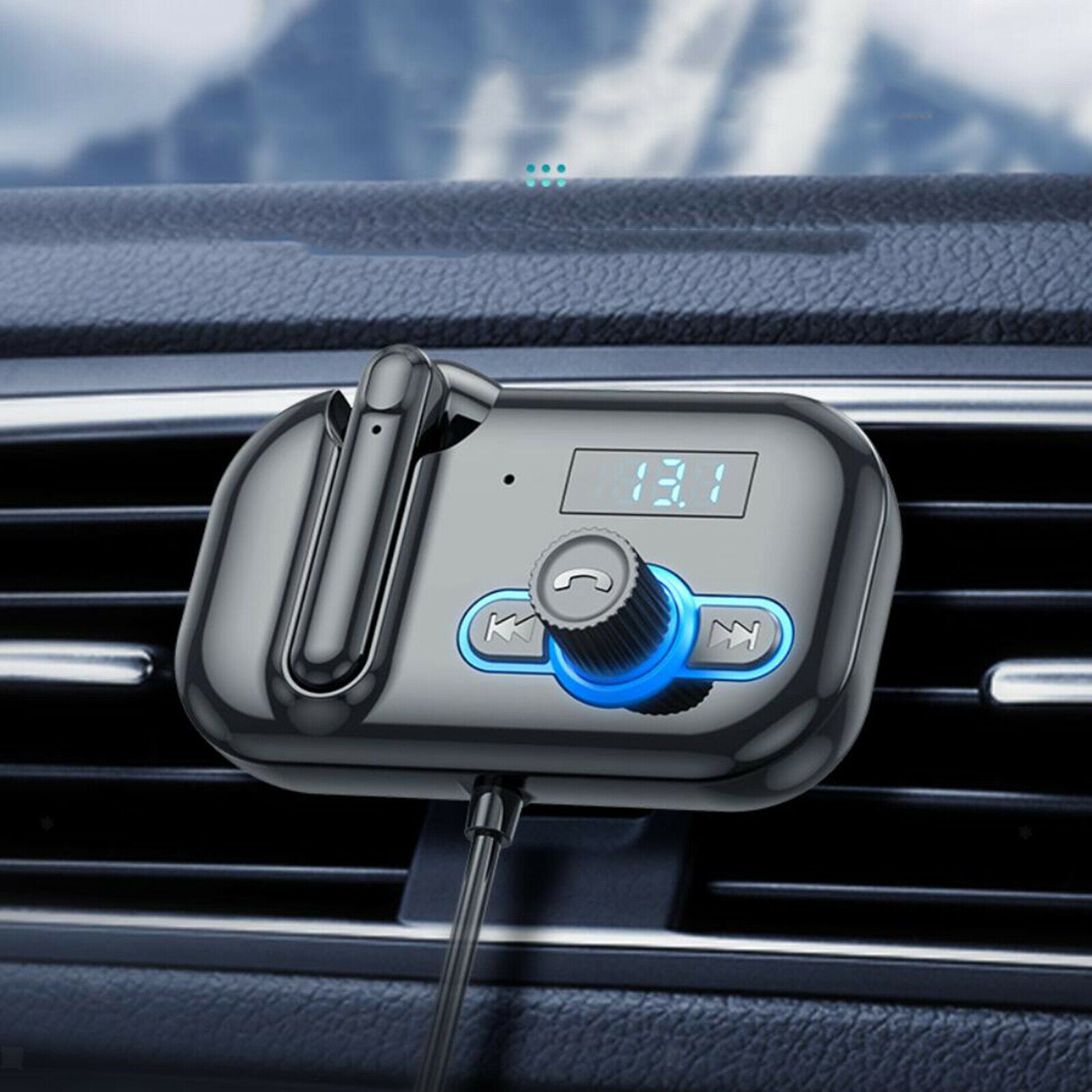 Car Charger Adapter FM Transmitter With Headset Multiport Dual USB Port