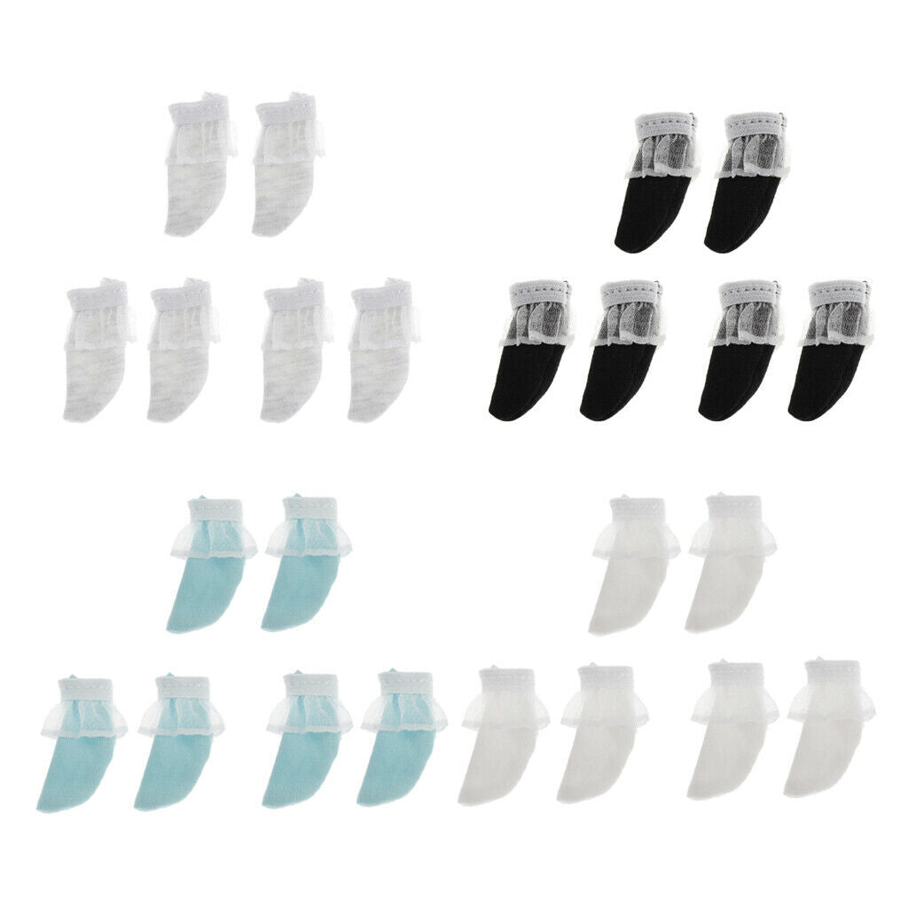 12 Pairs of Fashionable 4 Colors Lace Socks for 1/6 Dollfie BB Dress Up Accs