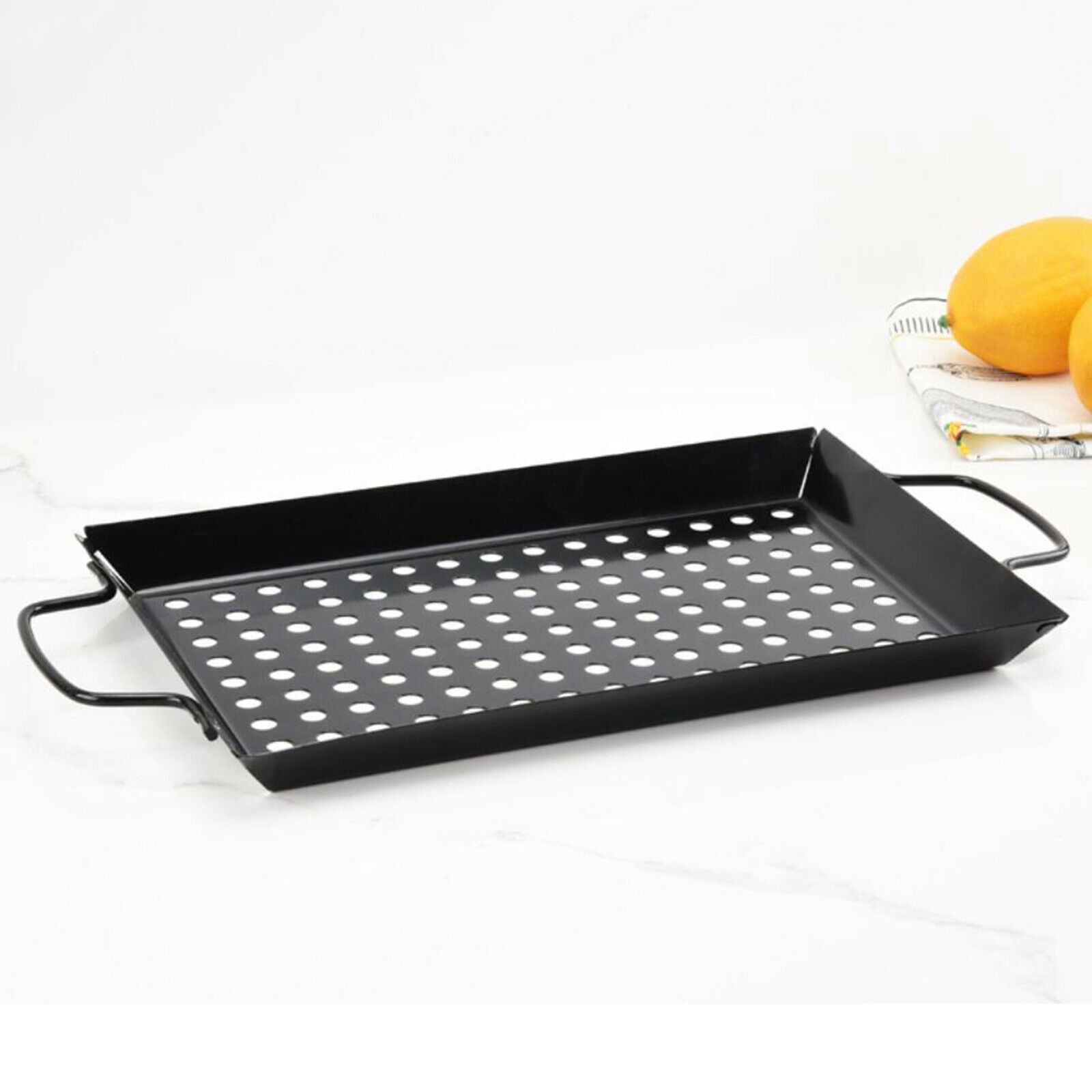 Large Non Stick BBQ Pans Grill Basket Carbon Steel Wok Grill Vegetables