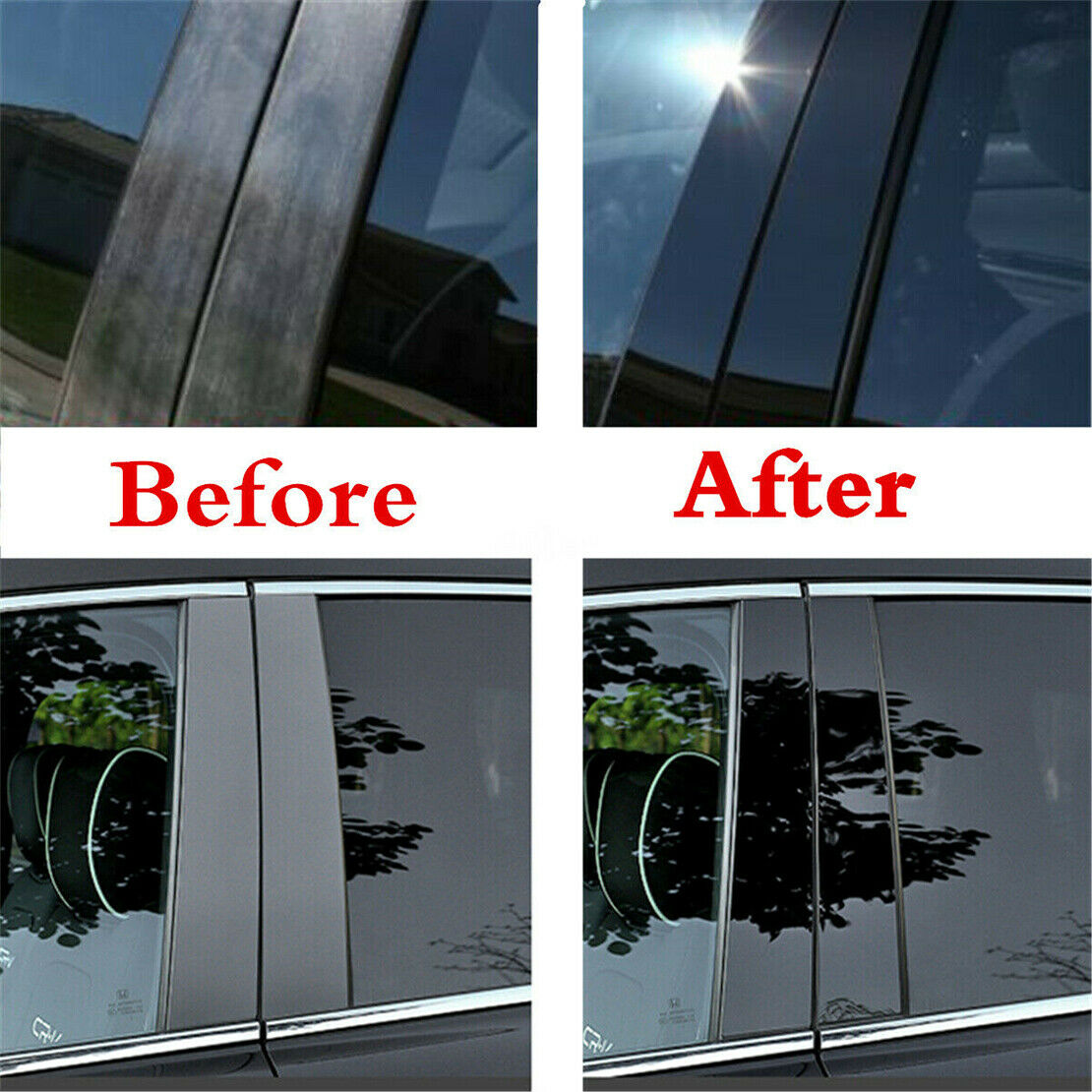 6x Door Window Pillar Post Cover Trim Fit for VW Jetta Sedan 2006-2010