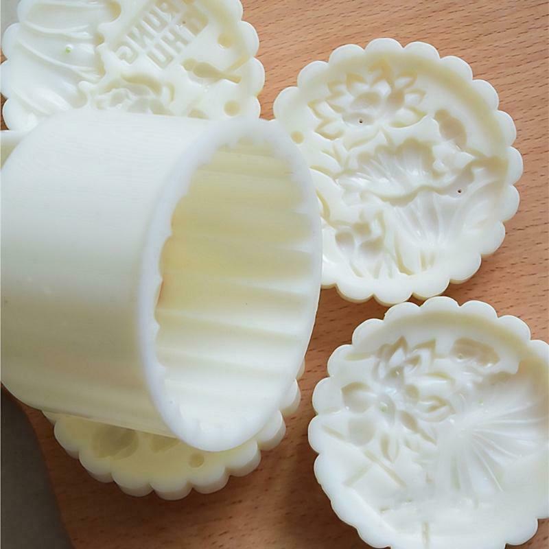 150g DIY Mooncake Mould Decor Cookies Pastry Moon Cake 4pcs Flower Stamps Mold