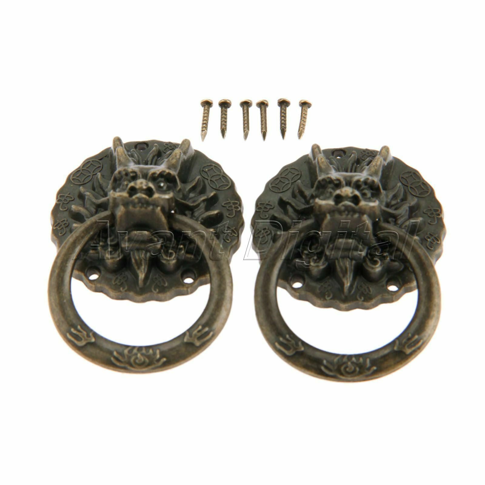 Elegant Dragon Head Furniture Cupboard Door Pull Handle Drawer Cabinet Knob Ring