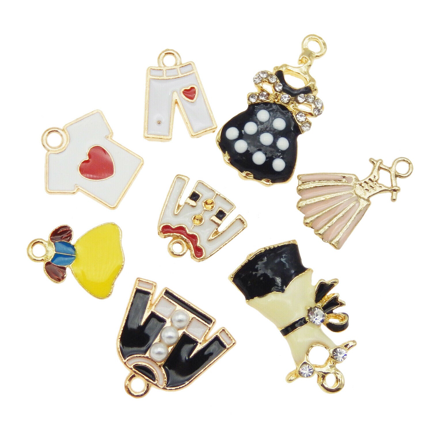 8 Mix Clothing Dress Charm Enamel Costume For Pendant DIY Jewelry Crafts 1-3cm