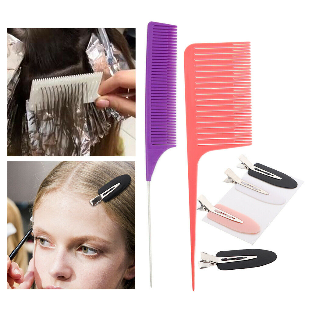 2Pcs Weave Highlighting Foiling Hair Comb Styling with Perming Hair Clips
