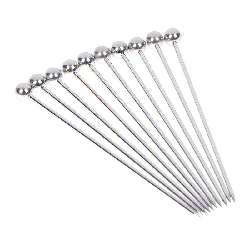 10pcs Stainless Steel Fruit Sticks Cocktail Picks Fruit Forks Toothpi JYC Vm SJ