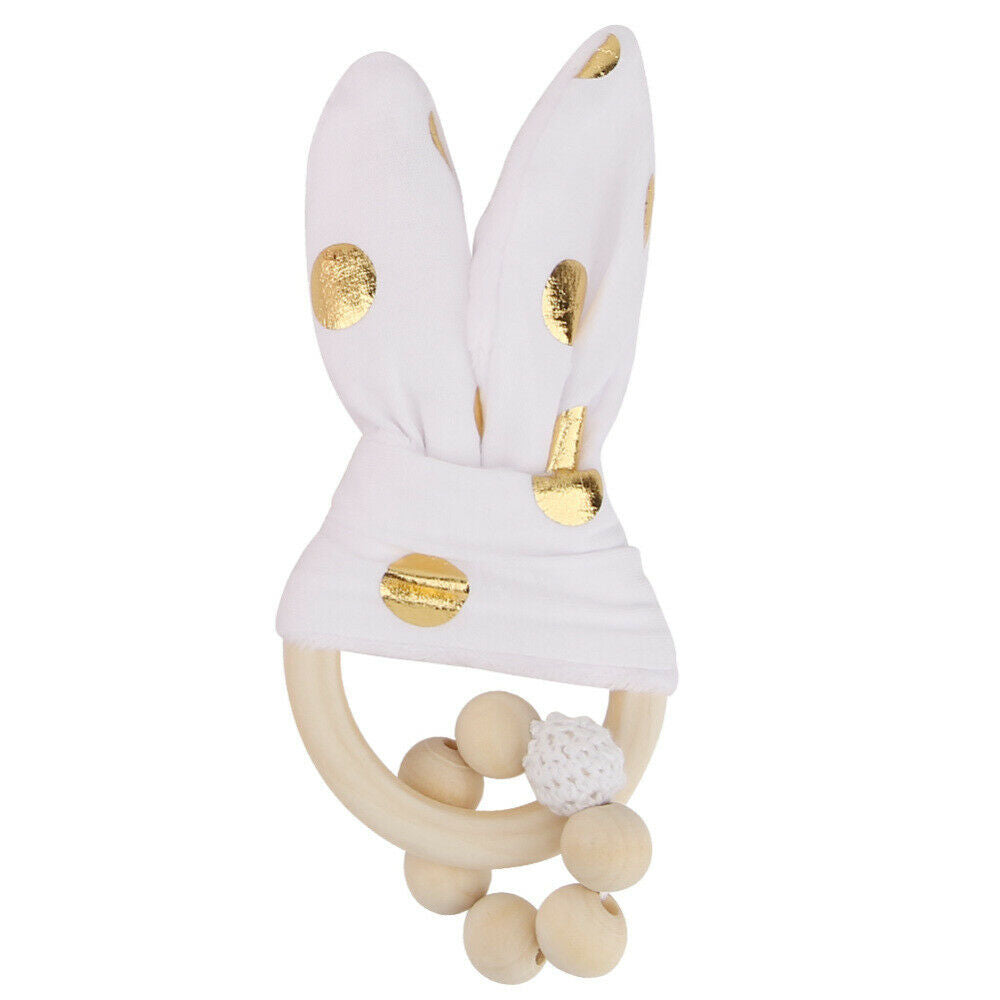 Baby Wood Colorful Beads with Rabbit Ear Shape Hanging Decor Toys
