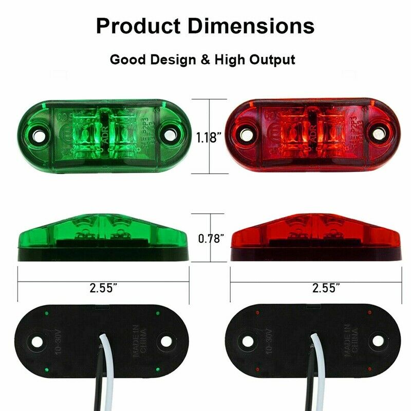 4 x 2 LED Red/Green Marine Boat Navigation Lights 10-30V Boats Running Light TP3