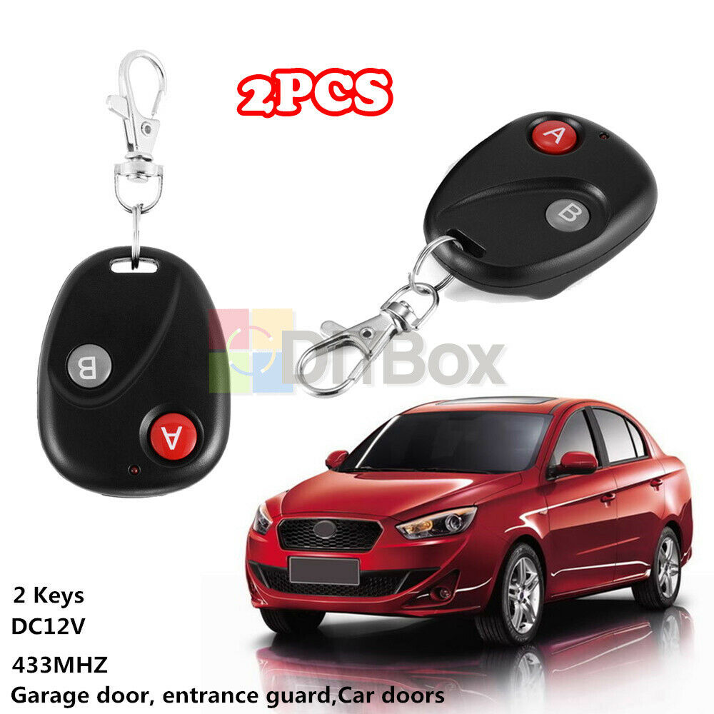 2PCS DC 12V 433MHz RF Remote Control 2 Key Garage Gate Door Transmitter Wireless