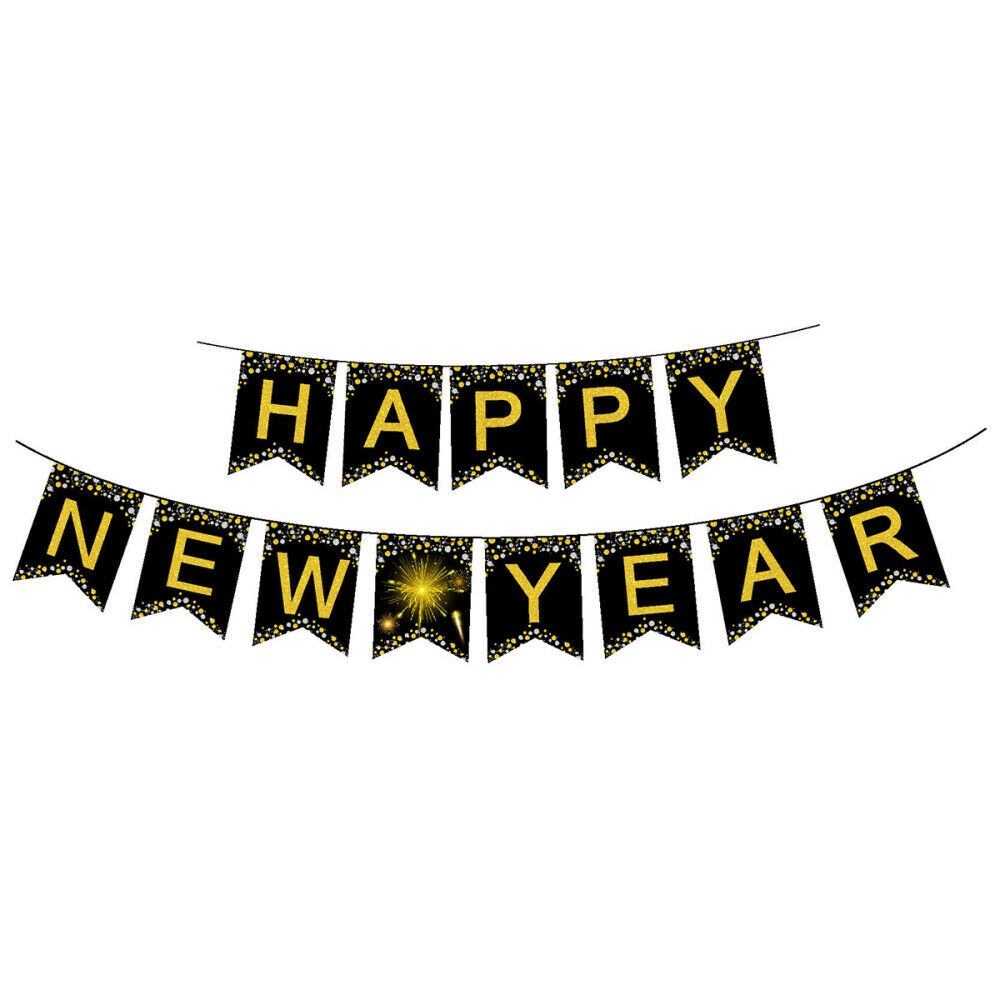 Home Happy New Year Christmas Banner Hanging Decor Eve Party Celebration