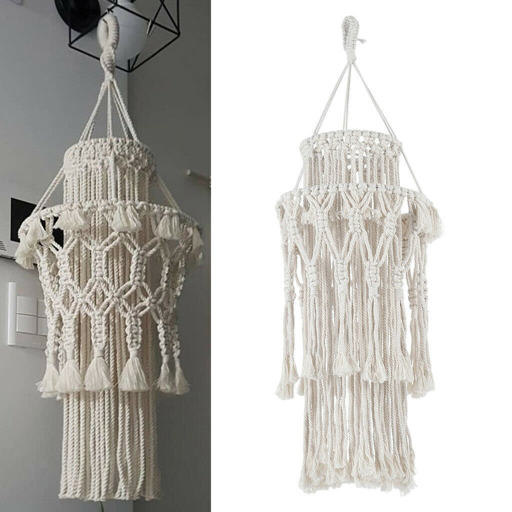 Modern Lampshade Macrame Woven Tapestry Hanging Ceiling Pendant Home Decor