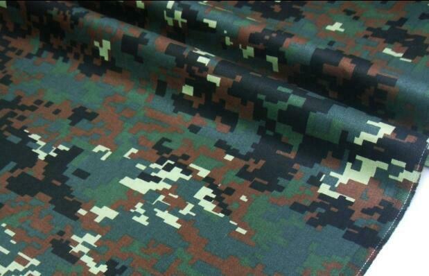 1.5M Width Green Digital Camouflage Fabric Cotton Wear Resistant Camo Cloth