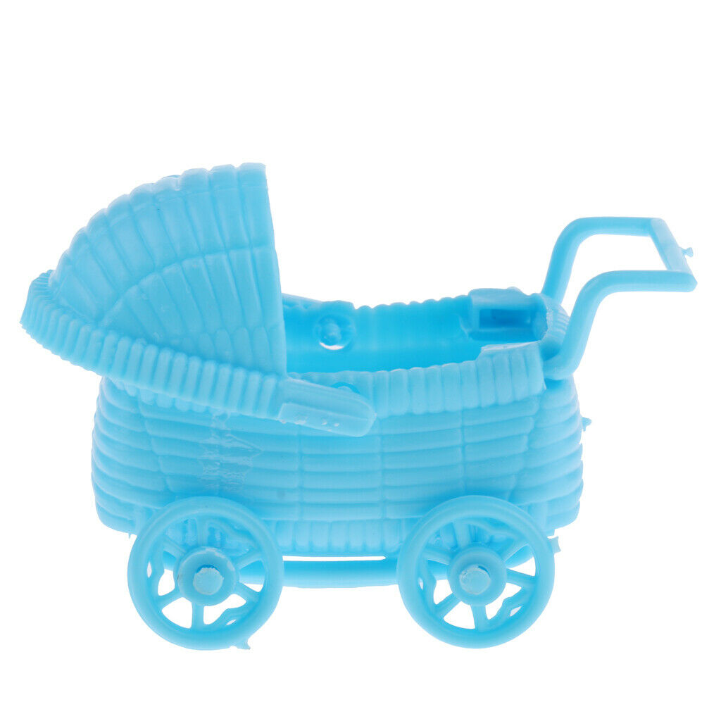 24 Pieces Plastic Baby Carriage Baby Shower Decoration Party Favor Pink+Blue