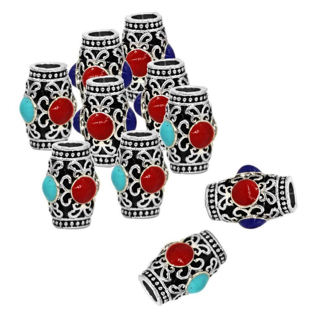 10pack Retro Metal Dreadlock Beads Ring Pendants Wig Decoration Hair Jewelry