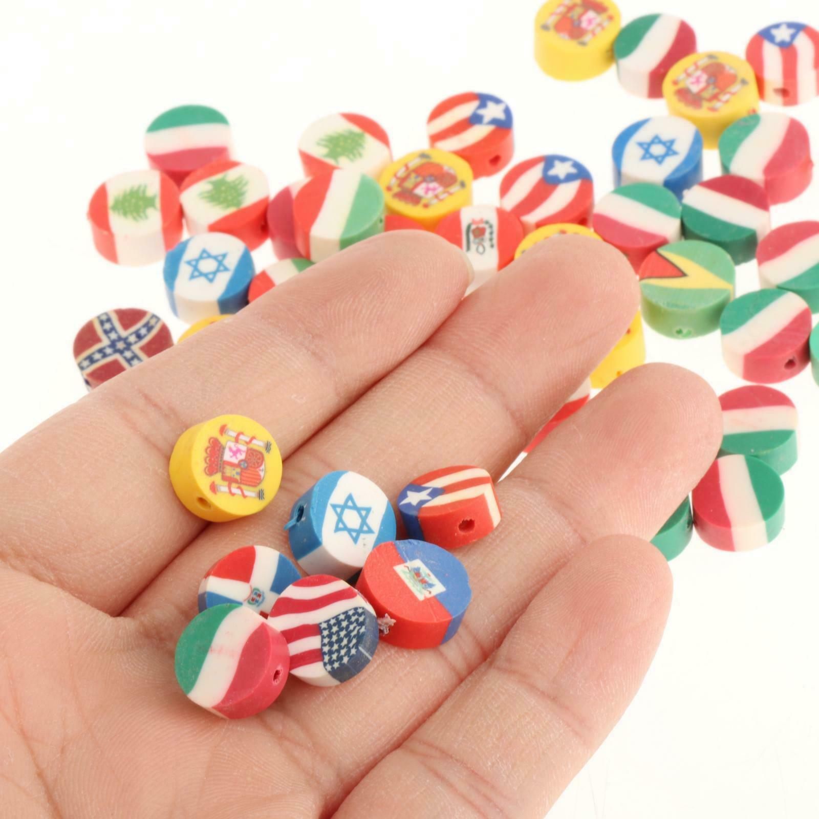 50Pcs DIY Beads Charms for Jewelry Making Activity Gift National flag